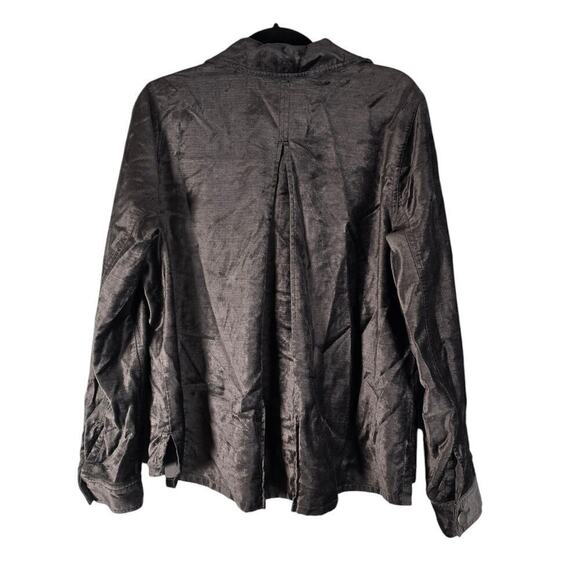 Cabi Womens Tuesday Topper Crushed Velvet Button Front Shirt Jacket Gray Size L - Picture 3 of 6